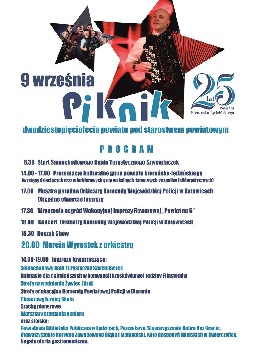 plakat-piknik-9-wrzesnia na stronie Obchody 25-lecia Powiatu Bieruńsko-Lędzińskiego,