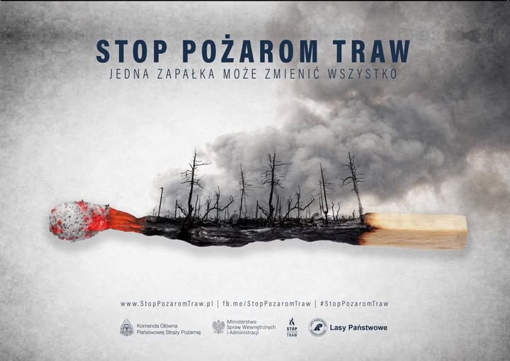 stop pożarom traw - plakat