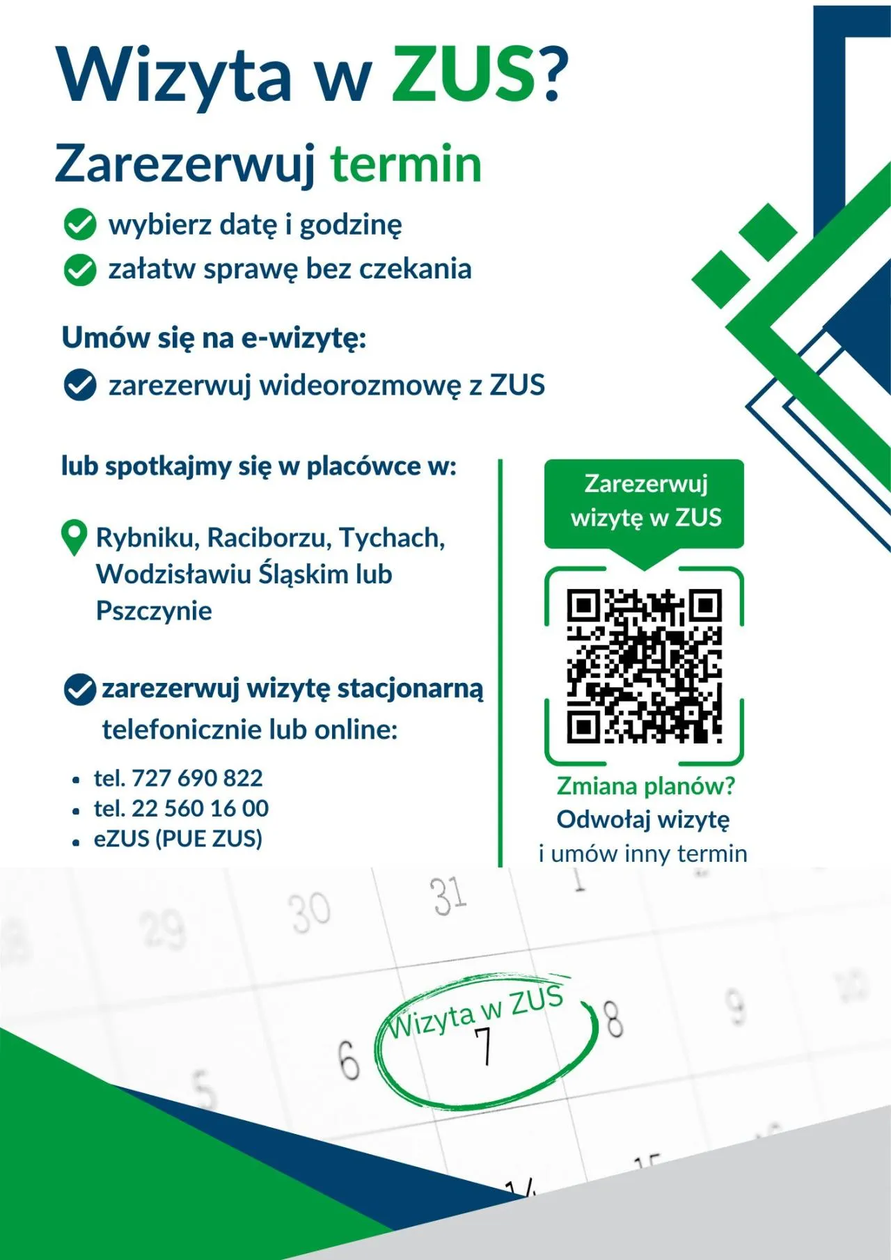 Plakat informacyjny - opis w poście. Na plakacie w prawym, dolnym rogu kod QR 