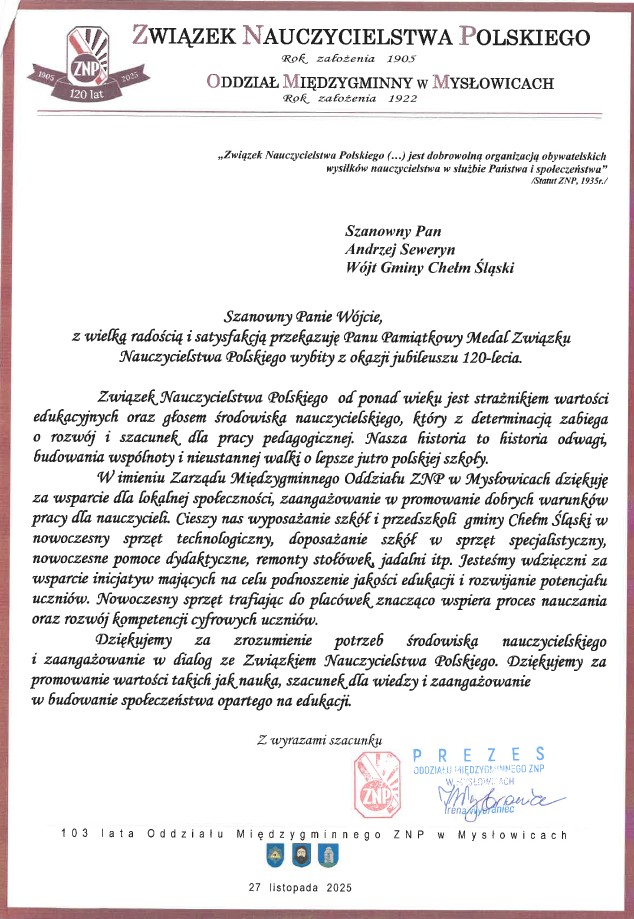 List - ZNP teskt opisany w poście. 