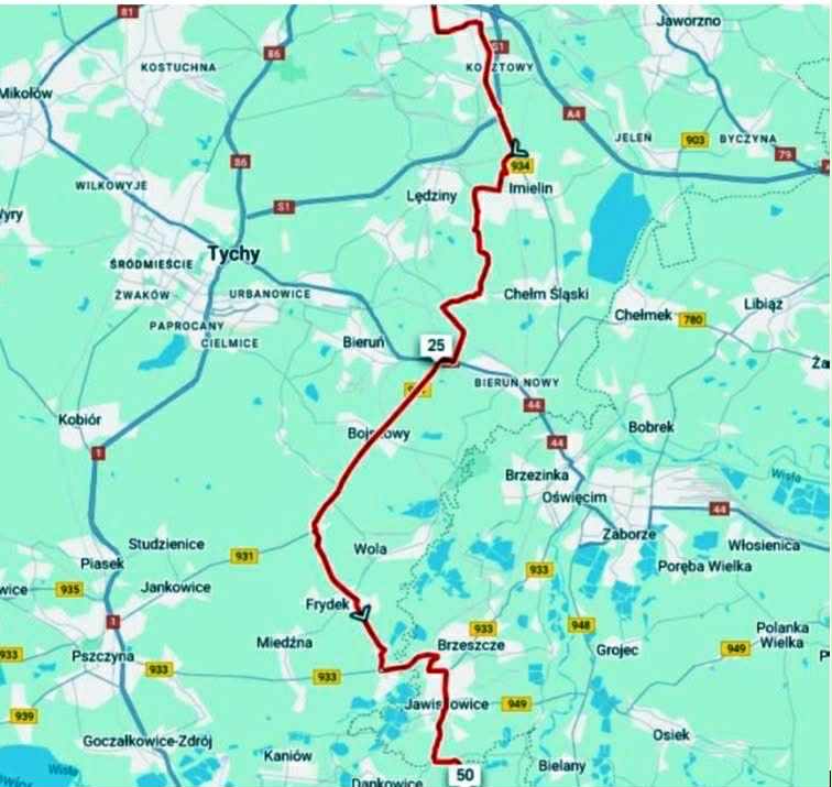 mapa przejazdu kolarzy