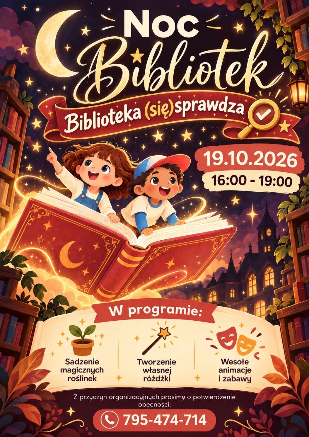 Plakat animacyjny promujacy wydarzenie. 