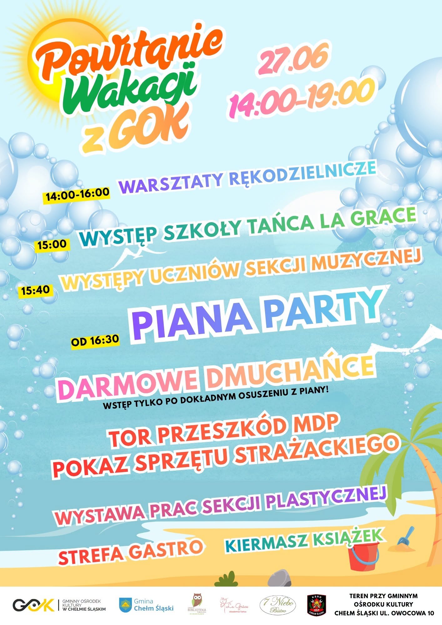Plakat animacyjny promujący powitanie wakacji. Opis w poście 