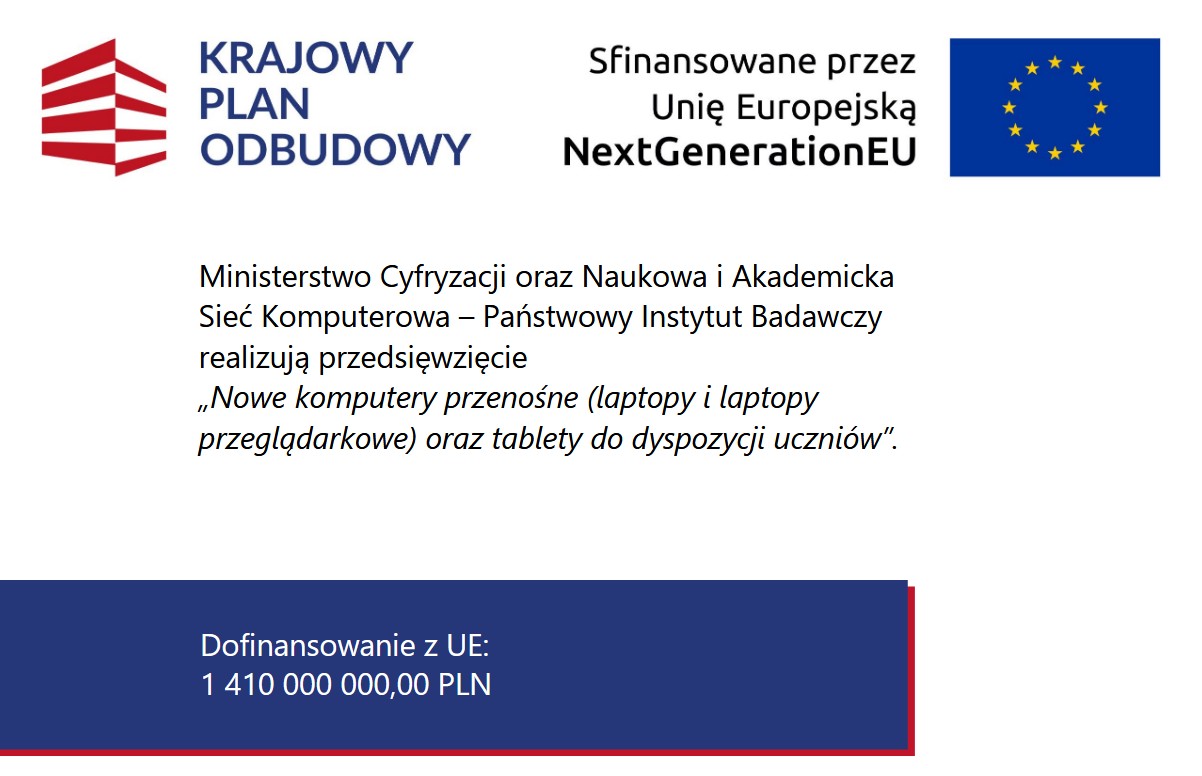 Plakat promujący Krajowy Plan odbudowy. Logotypy i opis 