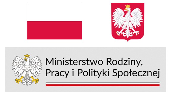 Flaga Polski, Godło i logo Ministerstwa Rodziny, Pracy i Polityki Społecznej 