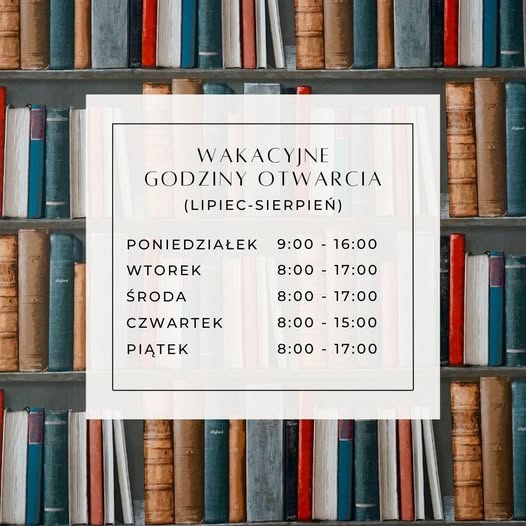 Półki z książkami i informacja 