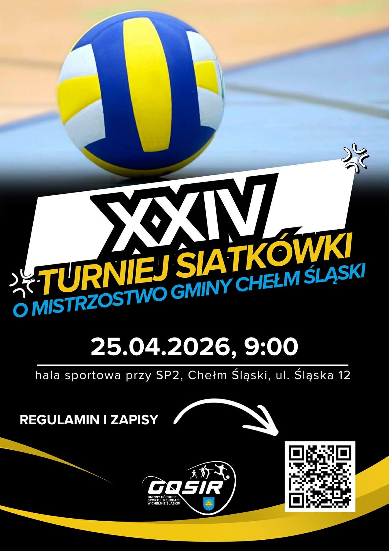 Plakat promujacy wydarzenie na zdjęciu piłka i opis 