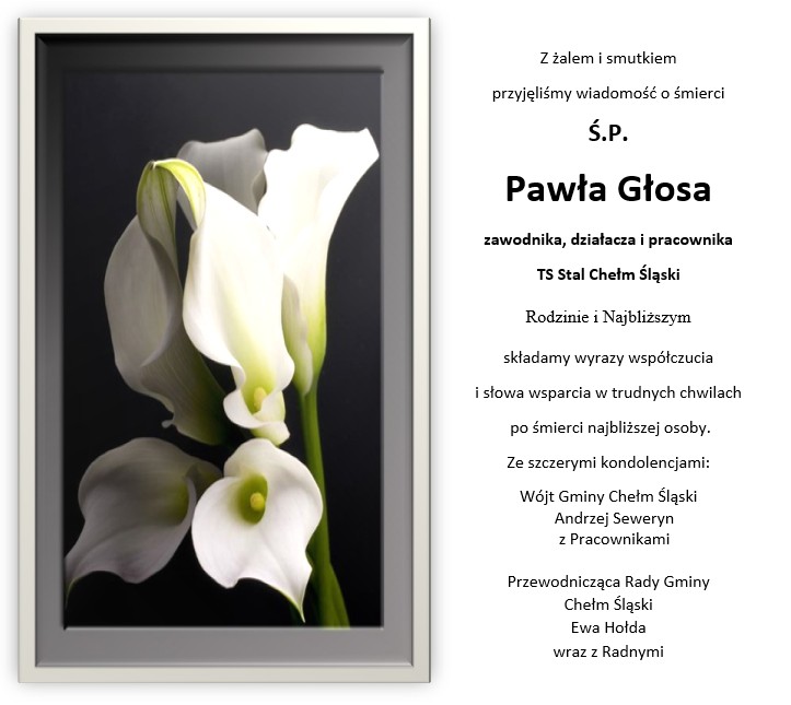 Białe kany na czarnym tle i treść kondolencji