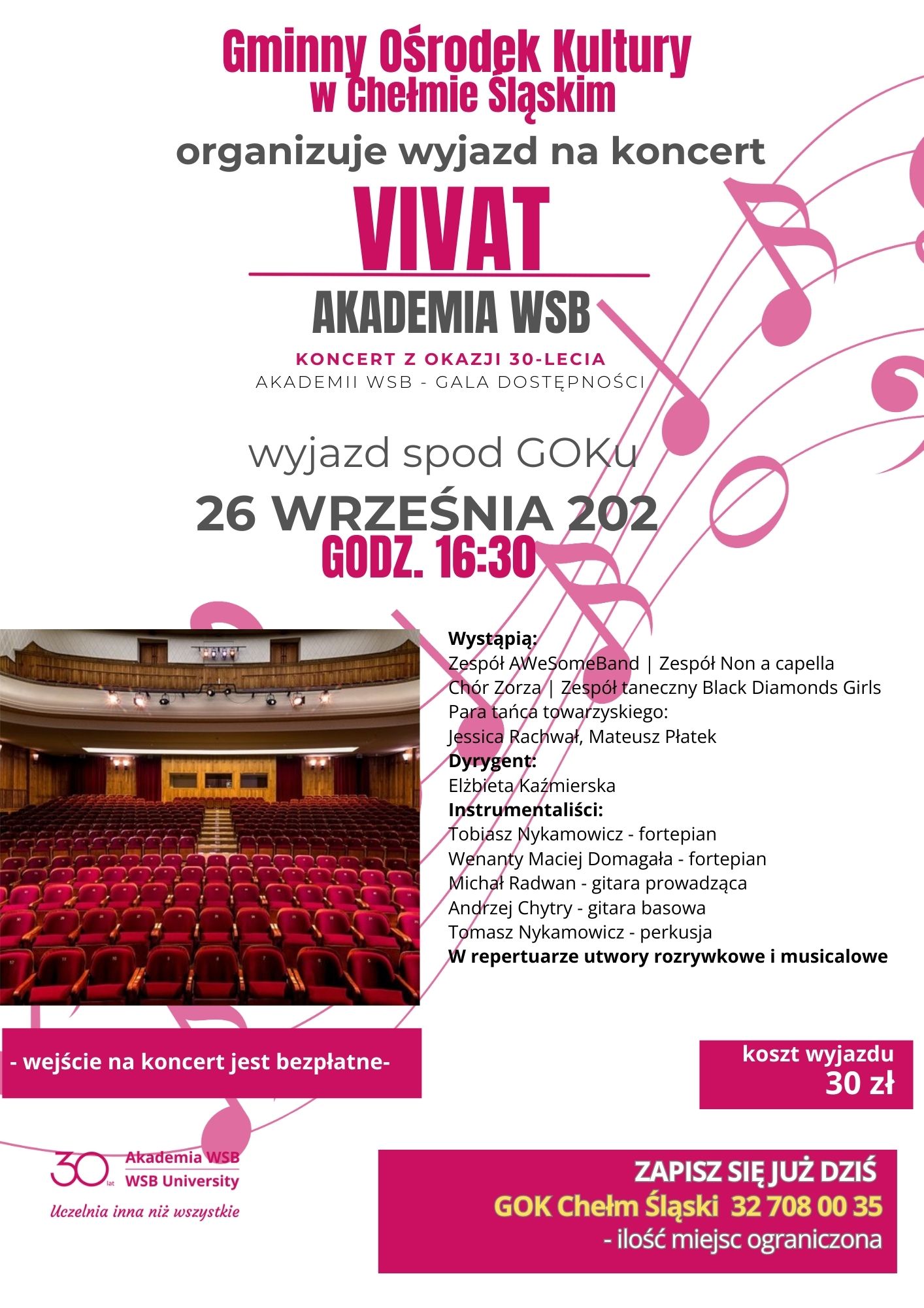 Plakat promujący wyjazd na koncert - opis w poście 