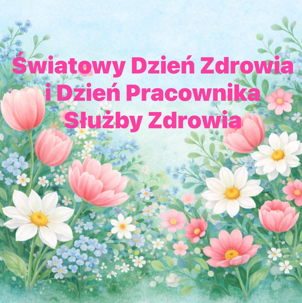 Kwietna łąka i napis 