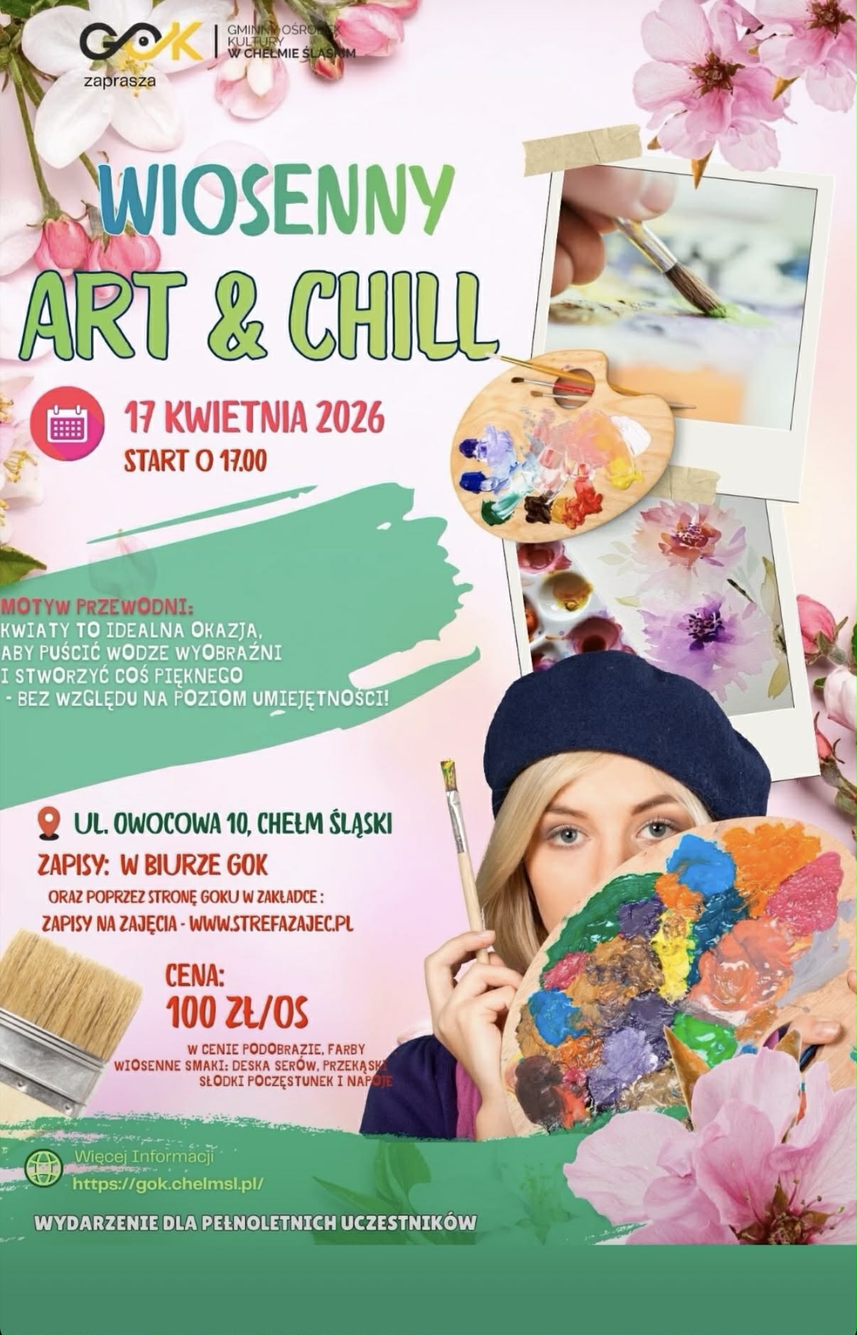 Kolorowy wiosenny plakat promujący wydarzenie opisane w poście. 