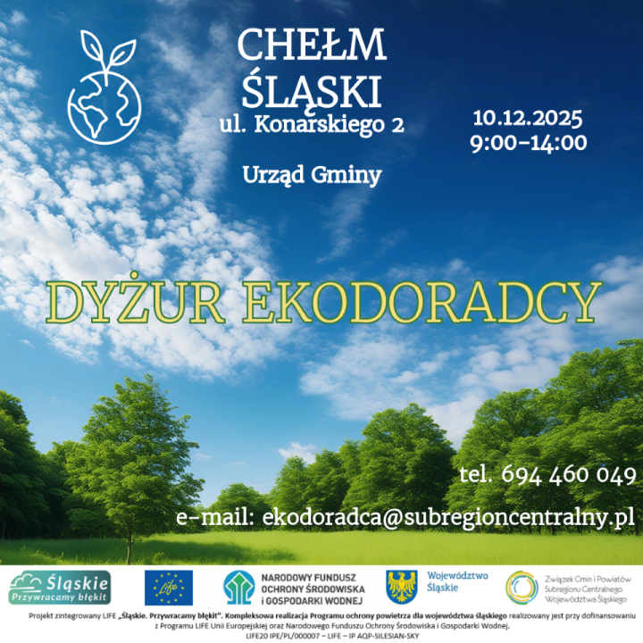 Zielona łąka na tle błękitnego nieba i informacje - w opisie 