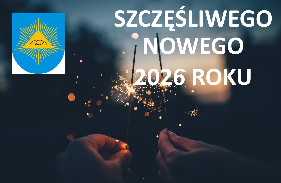 Sztuczne ognie i herb i napis 