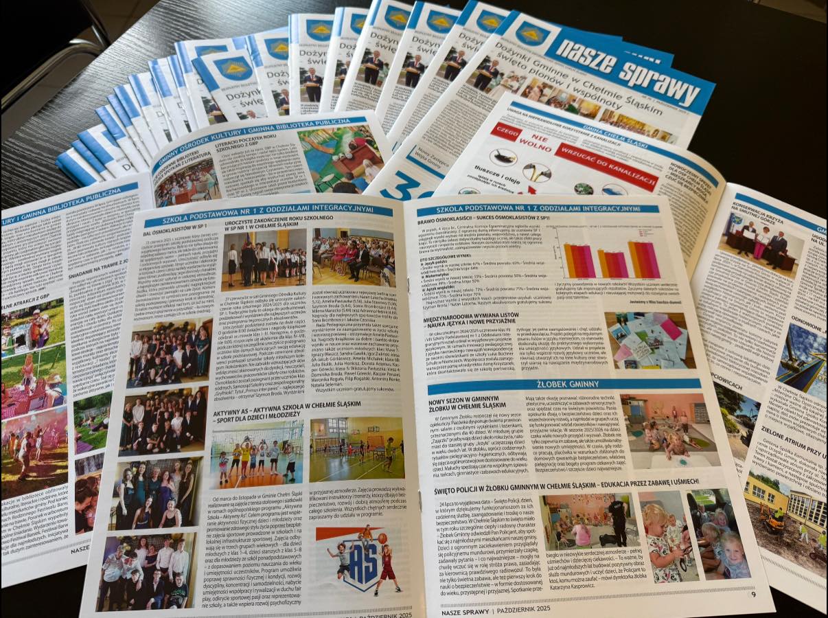 Rozłożony biuletyn, wewnątrz artykuły, 