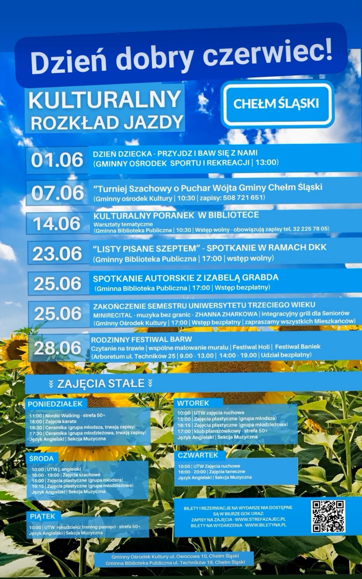 Plakat animacyjny z datami poszczególnych wydarzeń 