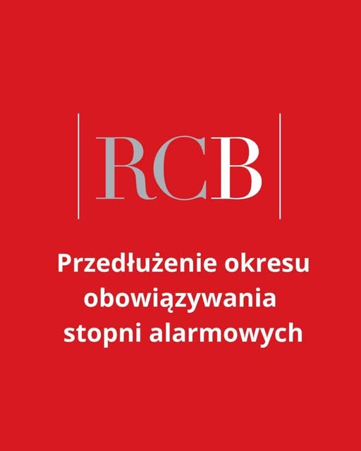 Przedłużenie okresu obowiązywania stopni alarmowych - na czerwonym tle napis