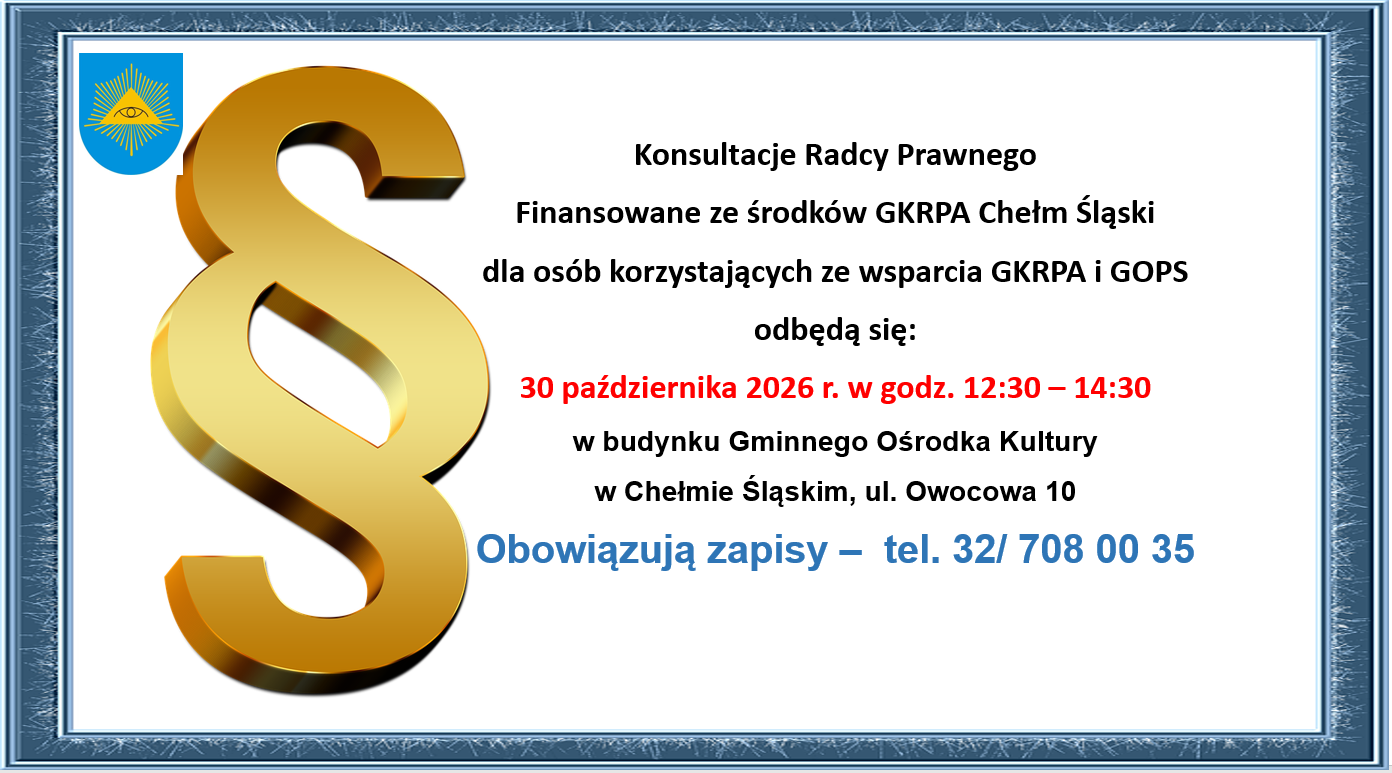 Plakat informacyjny - dyżur radcy prawnego