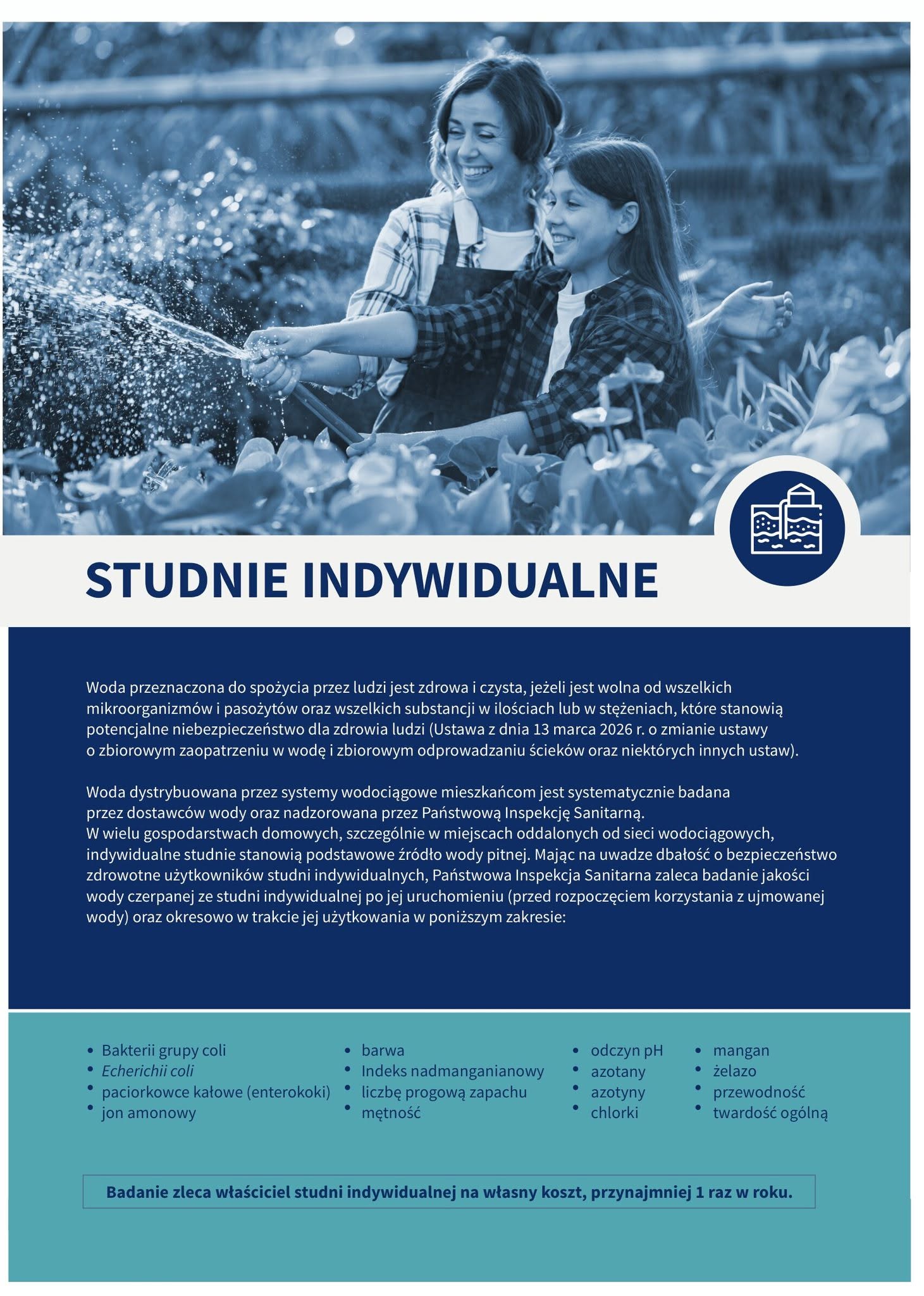 Plakat promujący Studnie indywidualne - ulotka pod zdjeciami do pobrania 