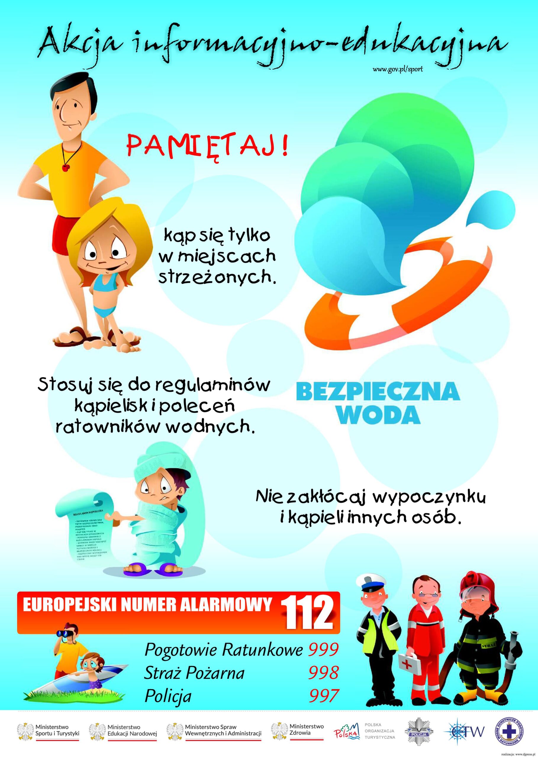 Plakat promujący bezpieczne wakacje. Palakt jest w formie animacyjnej. Opis w poście. 