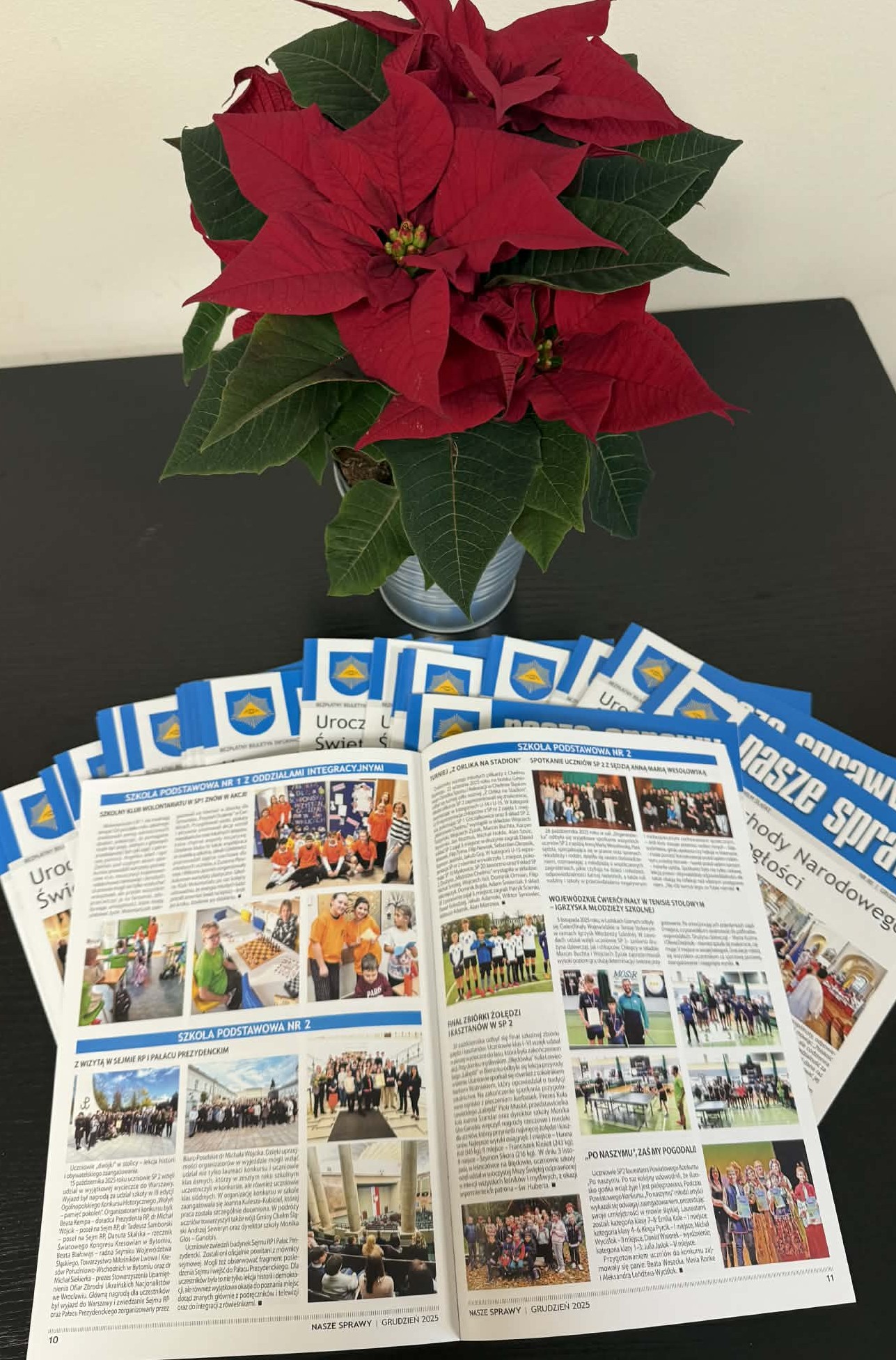 Leżace biuletyny na stoliku w Urzędzie Gminy 